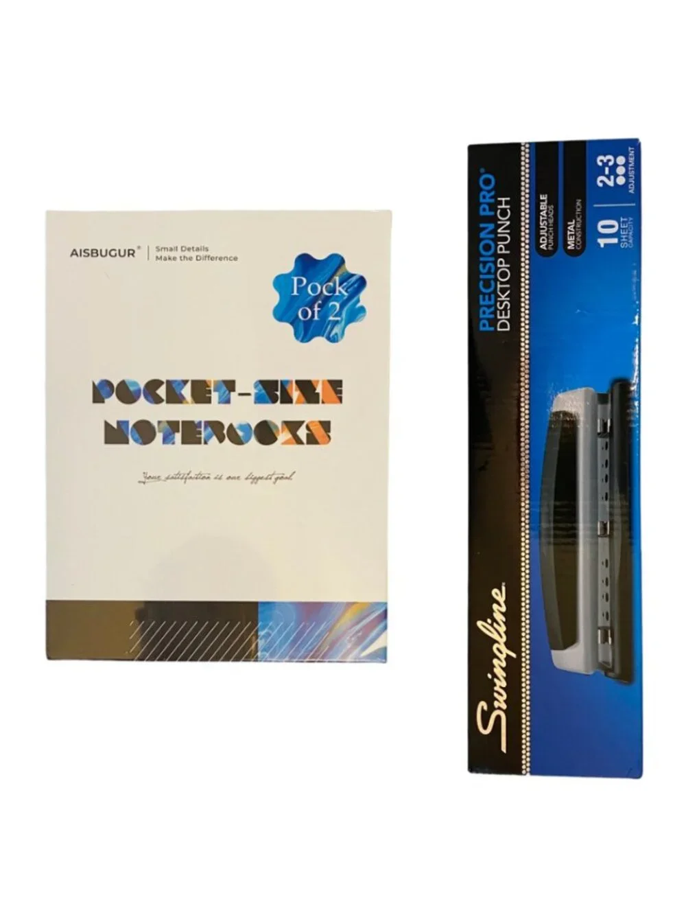SWINGLINE Desktop Hole Punch (10pp) & 2-Pack AISBUGUR Small Notebooks (320pp)